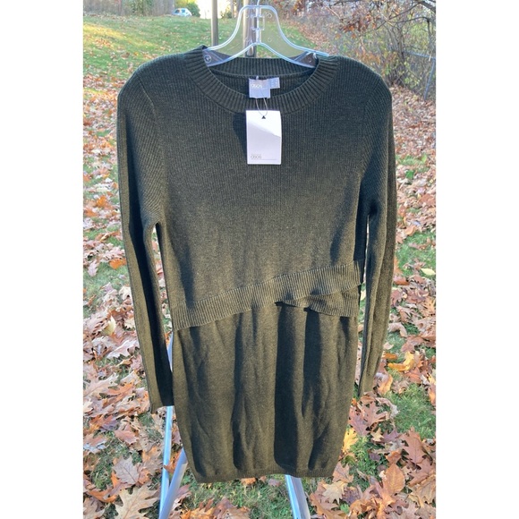 RELISTED ASOS Green Knit Sweater Dress Long Sleeves Crew Neck New With Tags - Picture 13 of 15